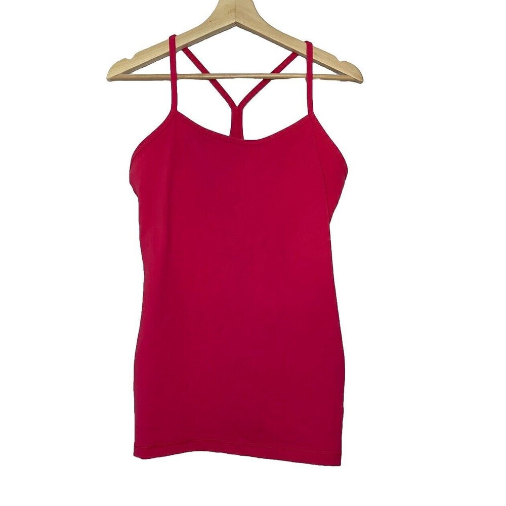 Lululemon Womens 8 Tank Top Criss-Cross Back Shelf Bra Hot Pink